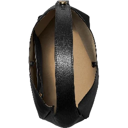 Rony Black Shoulder Bag with Thin Strap and Logo Button in Leather Woman