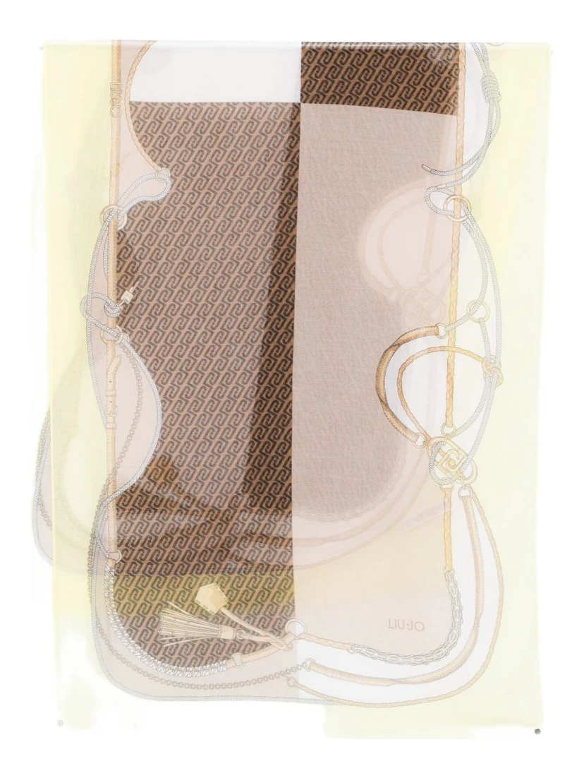 pattern fringed scarf