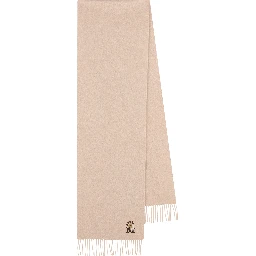 Embroidered fringed scarf