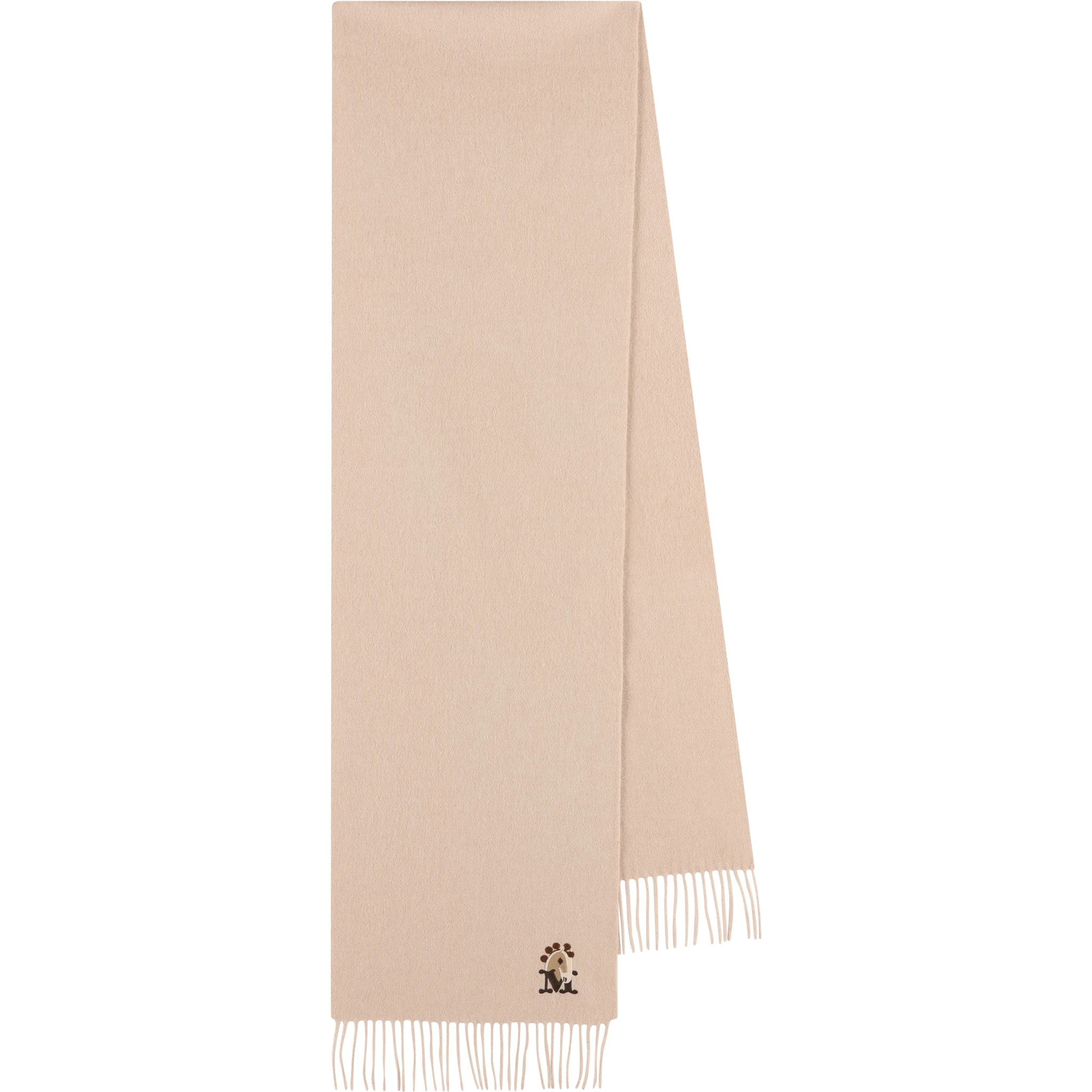 Embroidered fringed scarf