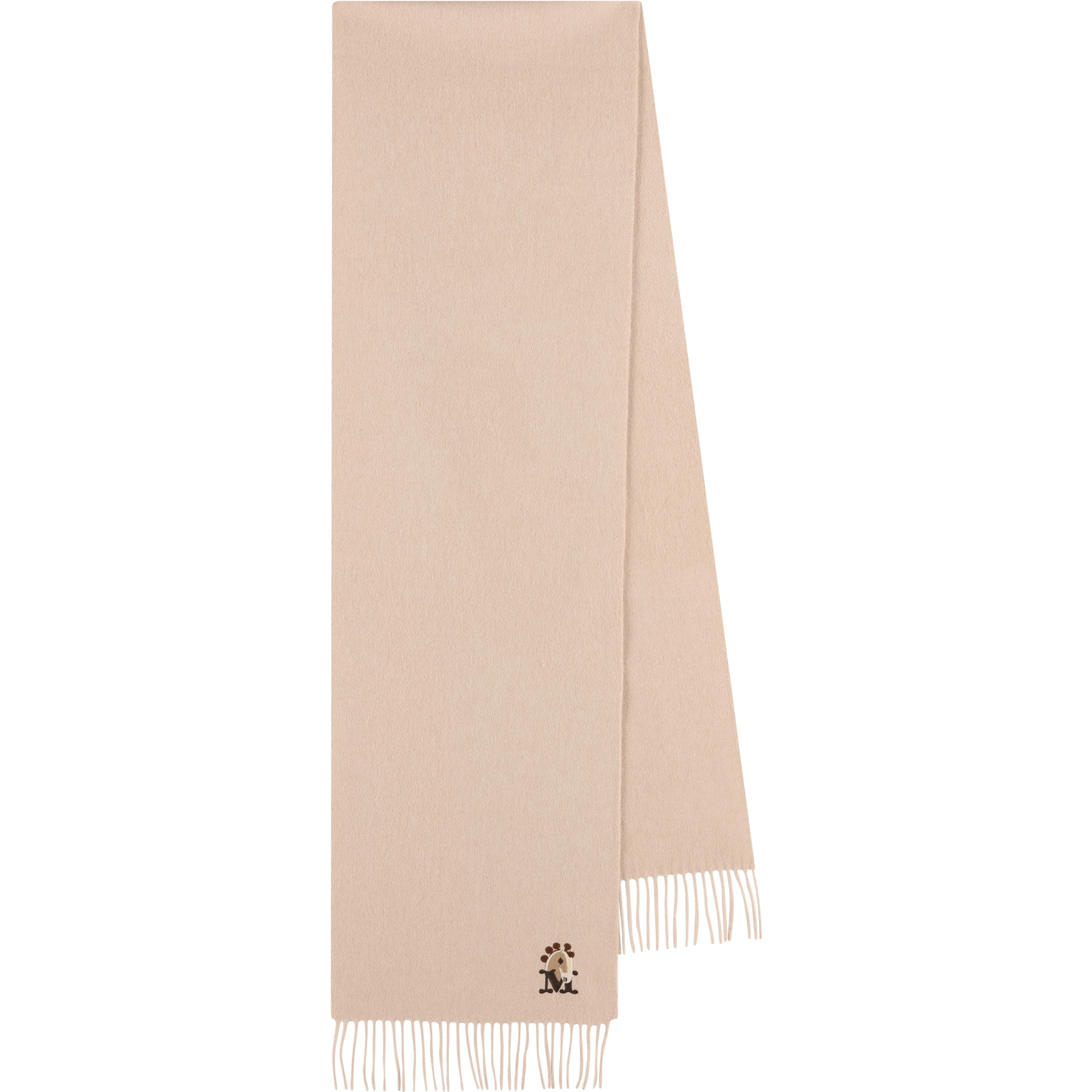 Embroidered fringed scarf