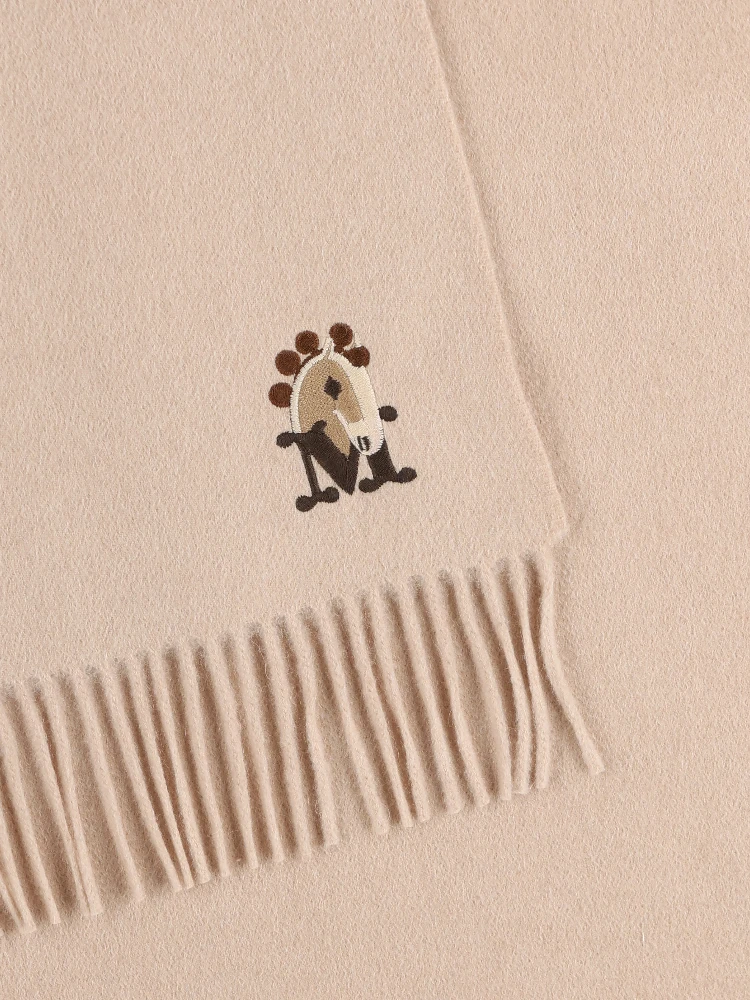 Embroidered fringed scarf alternative