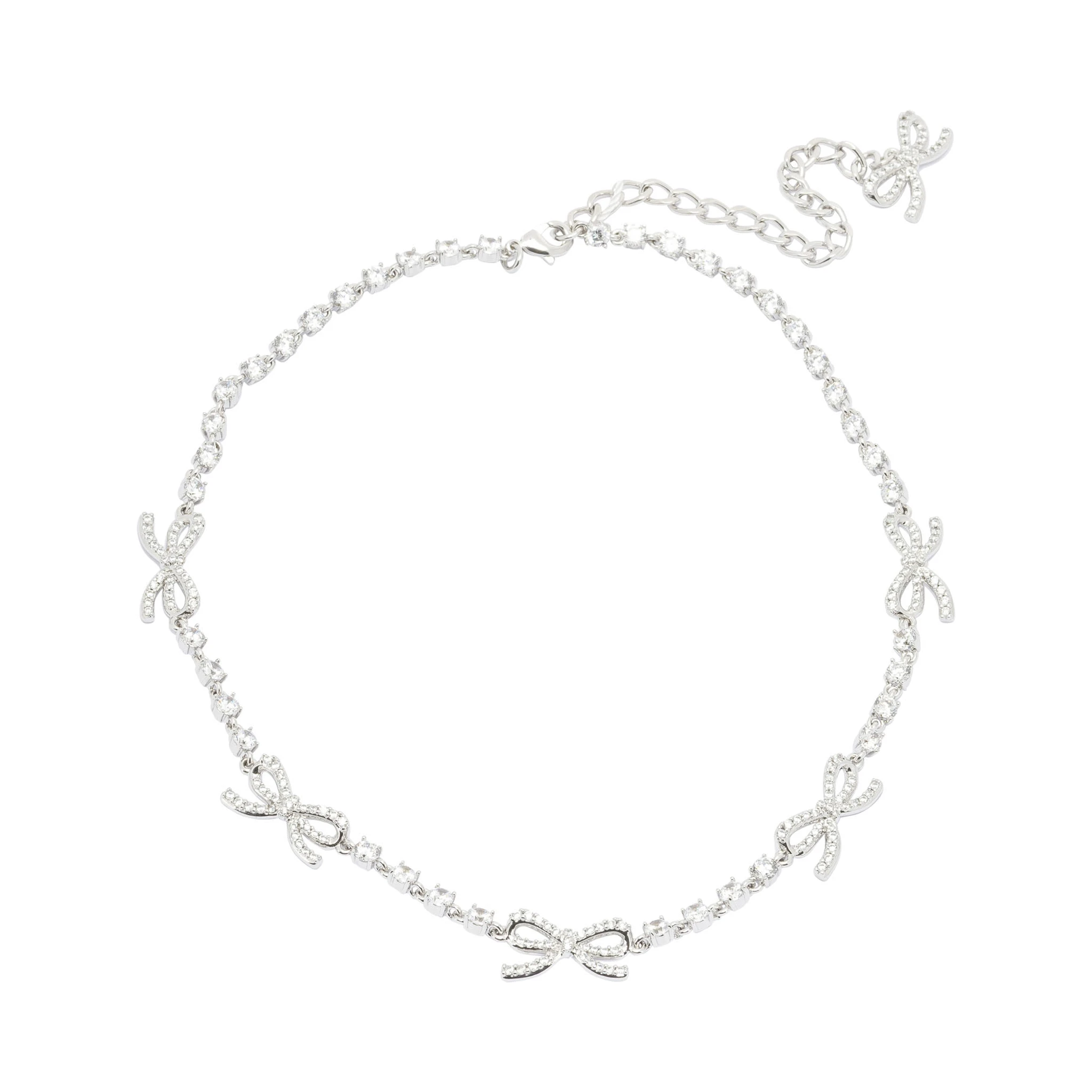 Necklace with bows and crystals