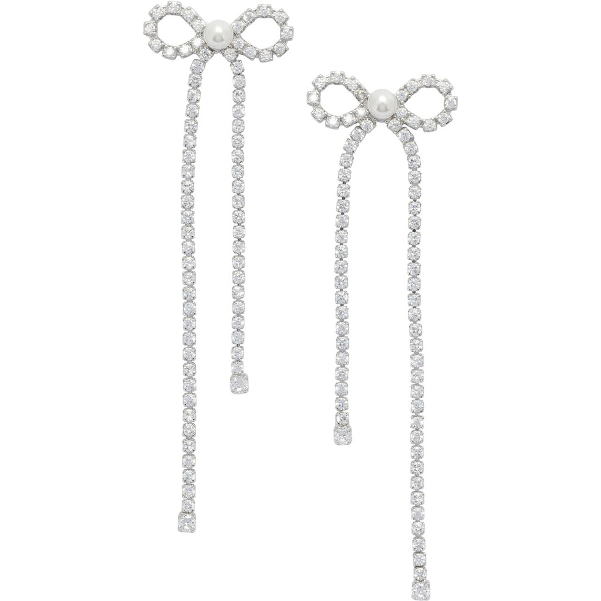 Bow earrings with crystals