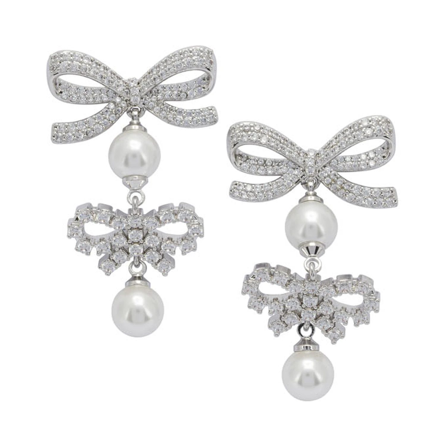 Earrings with bows and pearls