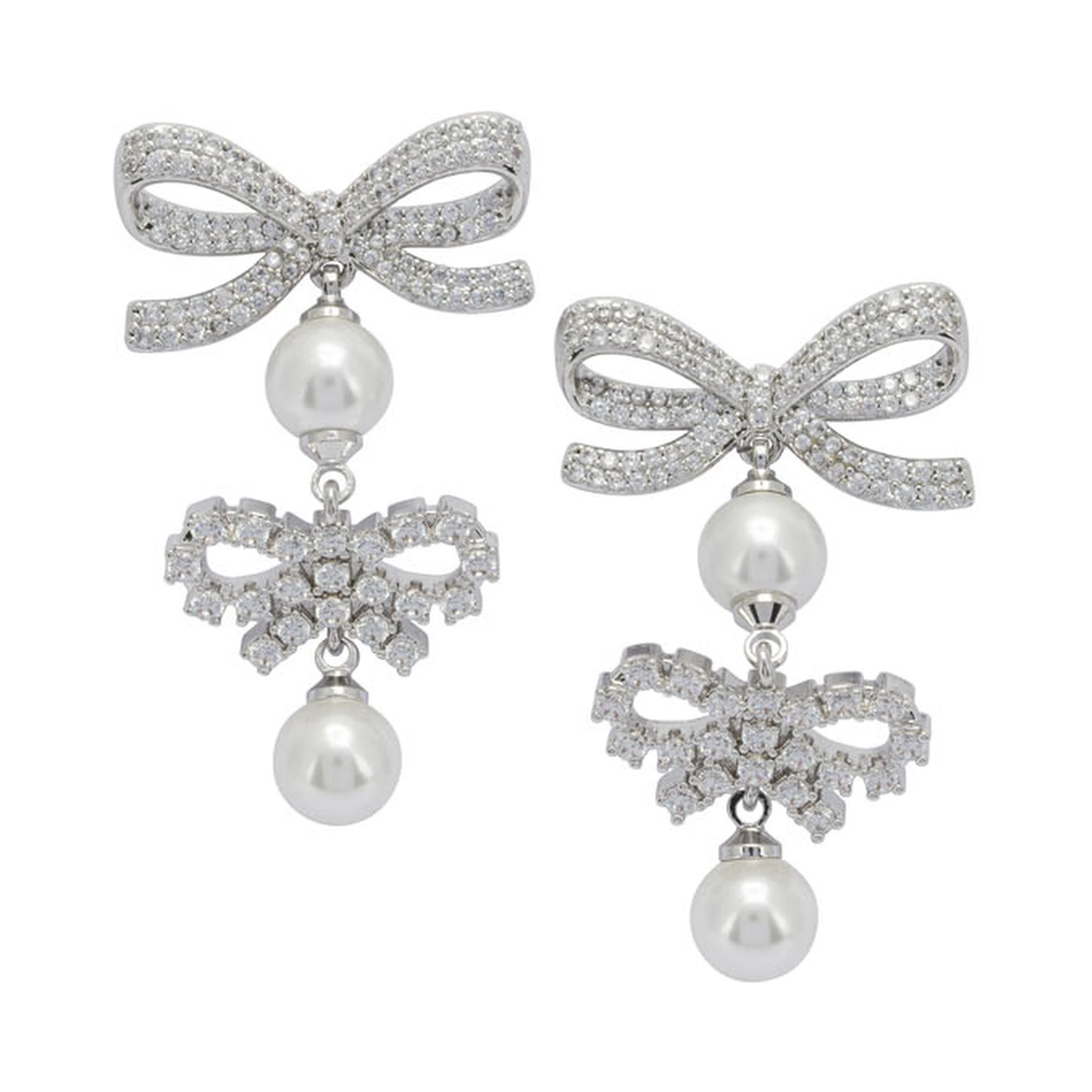 Earrings with bows and pearls
