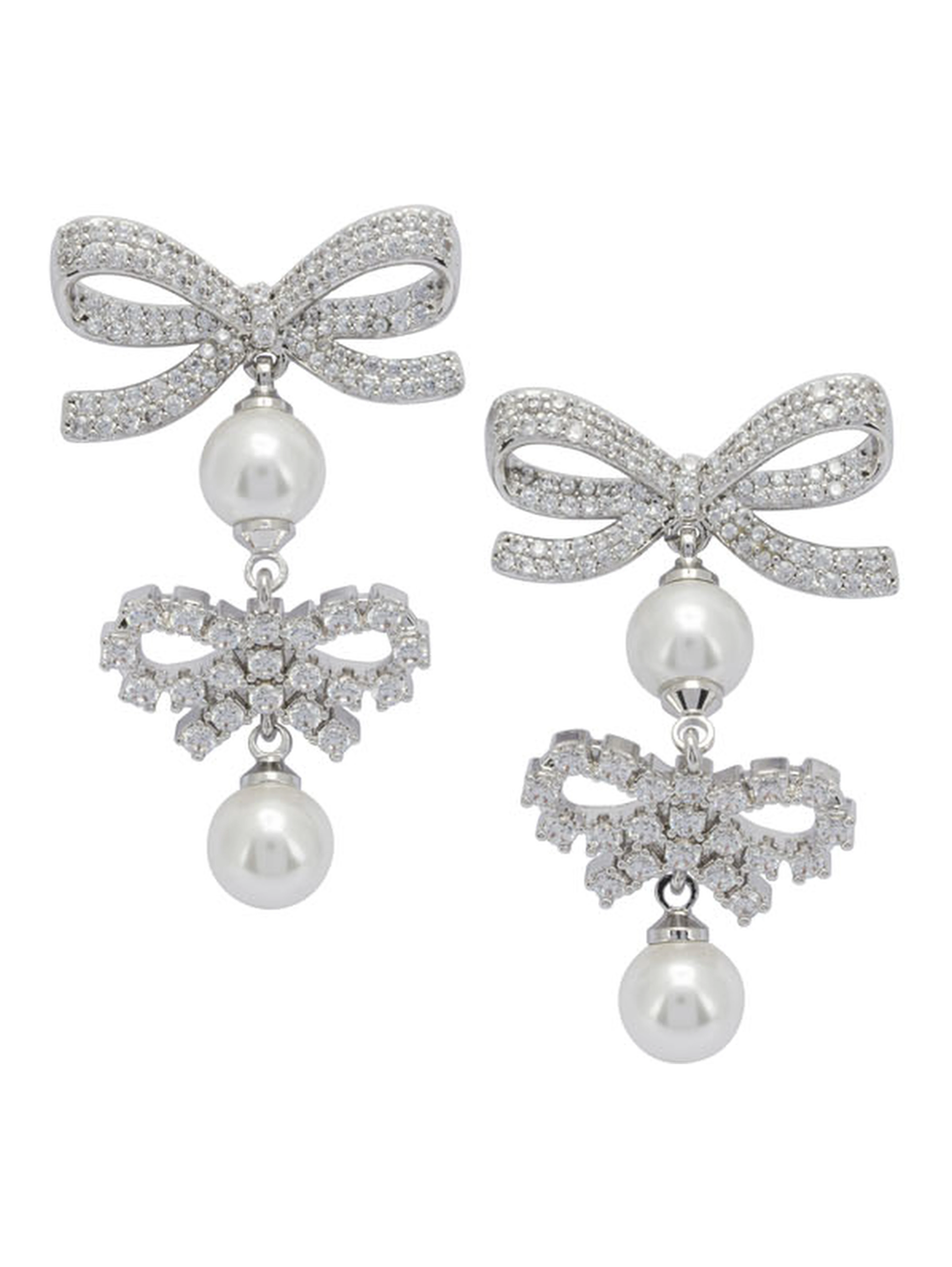 Earrings with bows and pearls