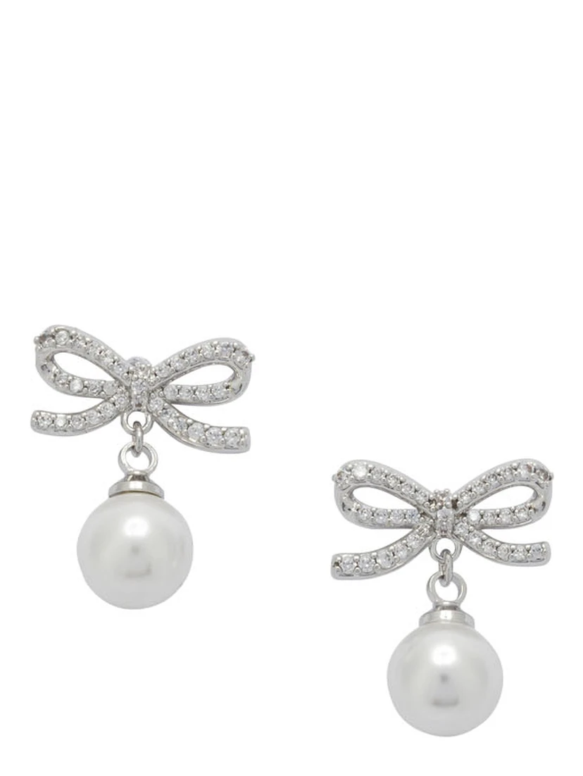 Earrings with bow and pearls