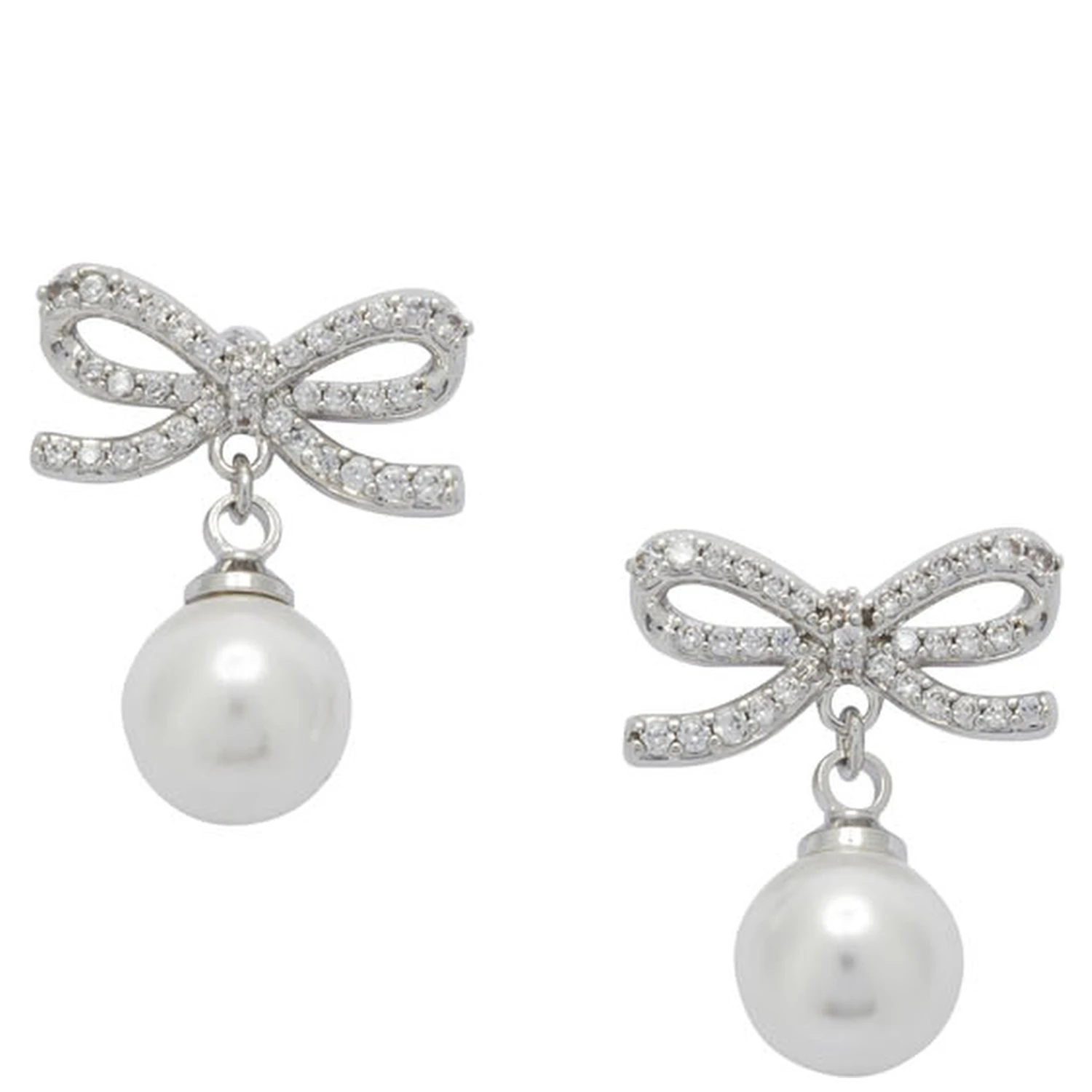 Earrings with bow and pearls