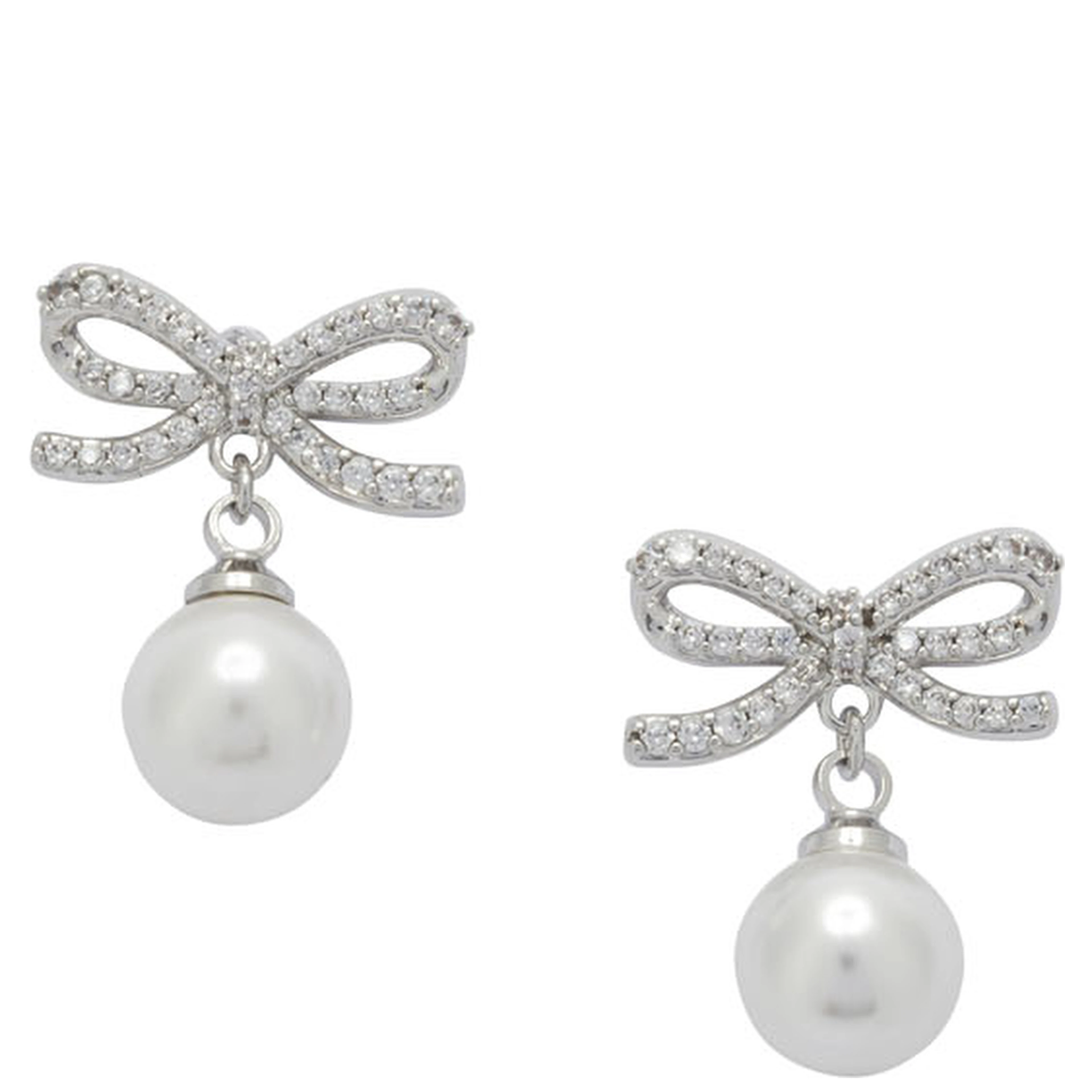 Earrings with bow and pearls