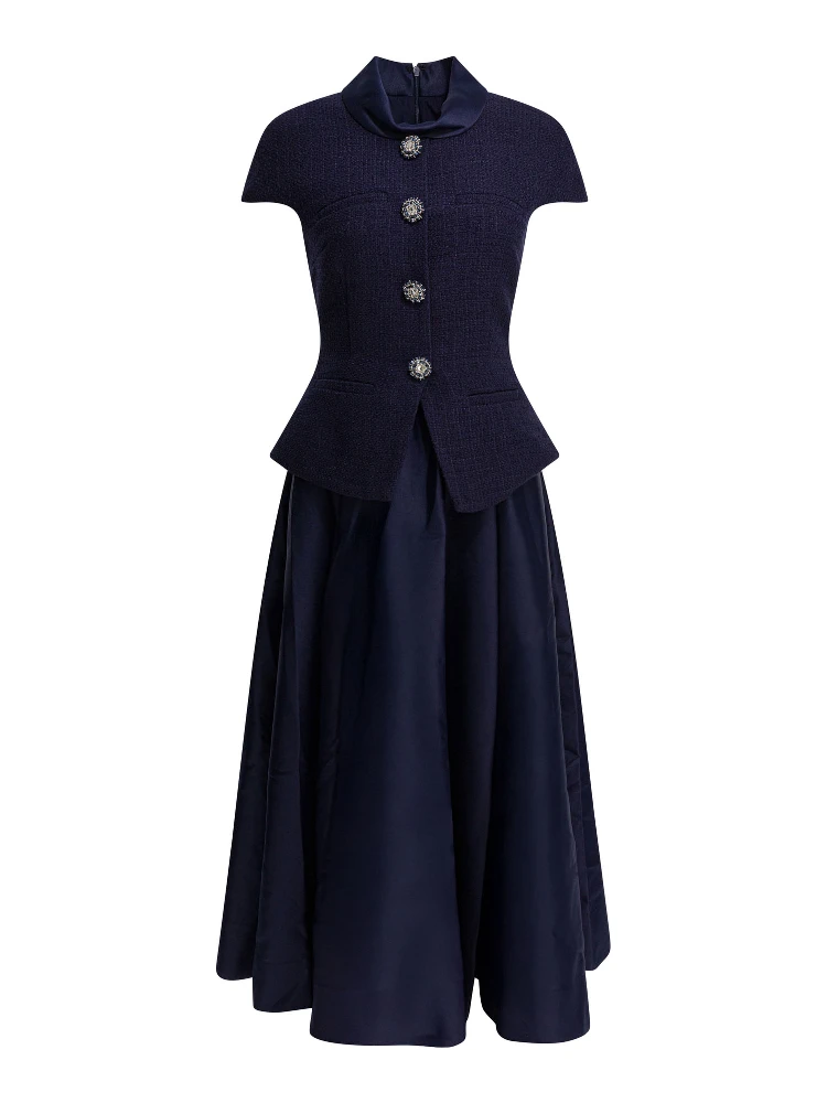 Taffeta boucle midi dress