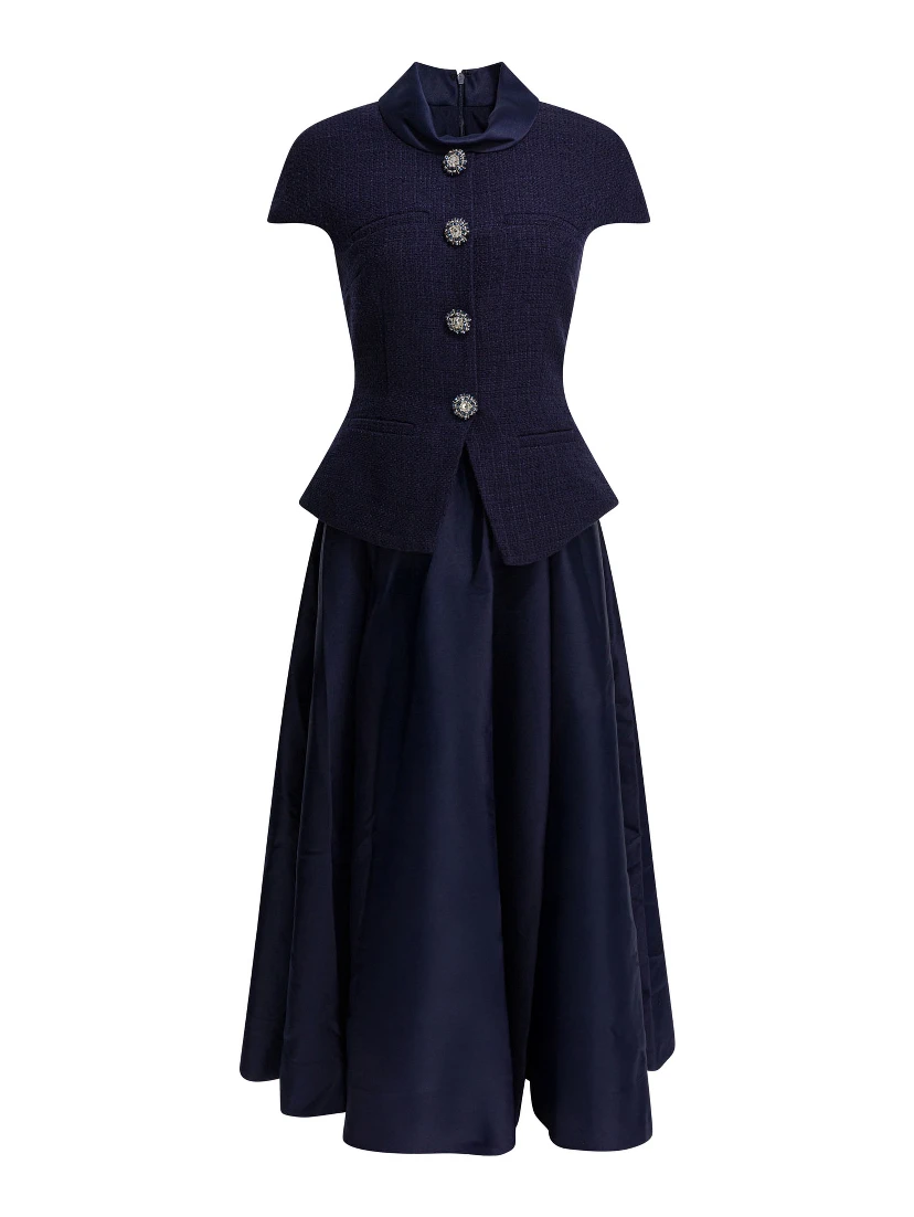 Taffeta boucle midi dress