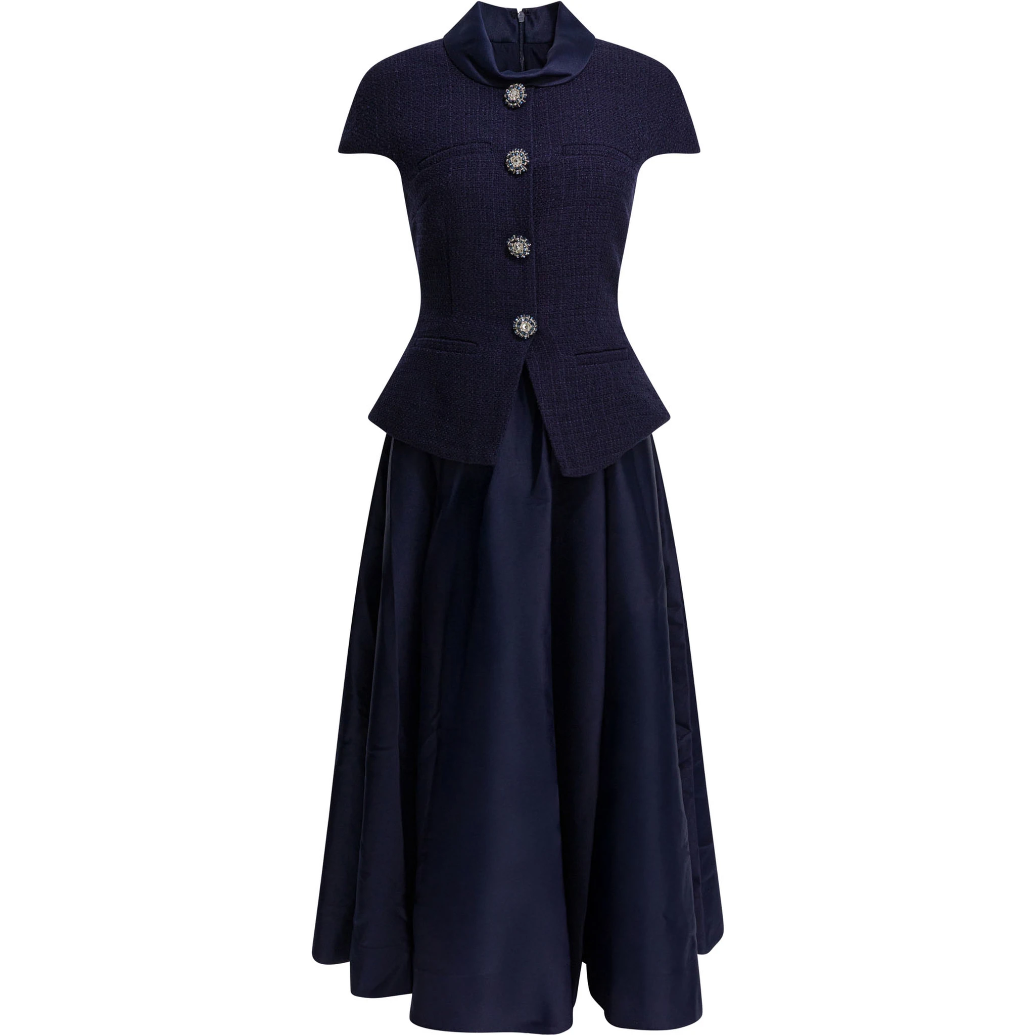 Taffeta boucle midi dress