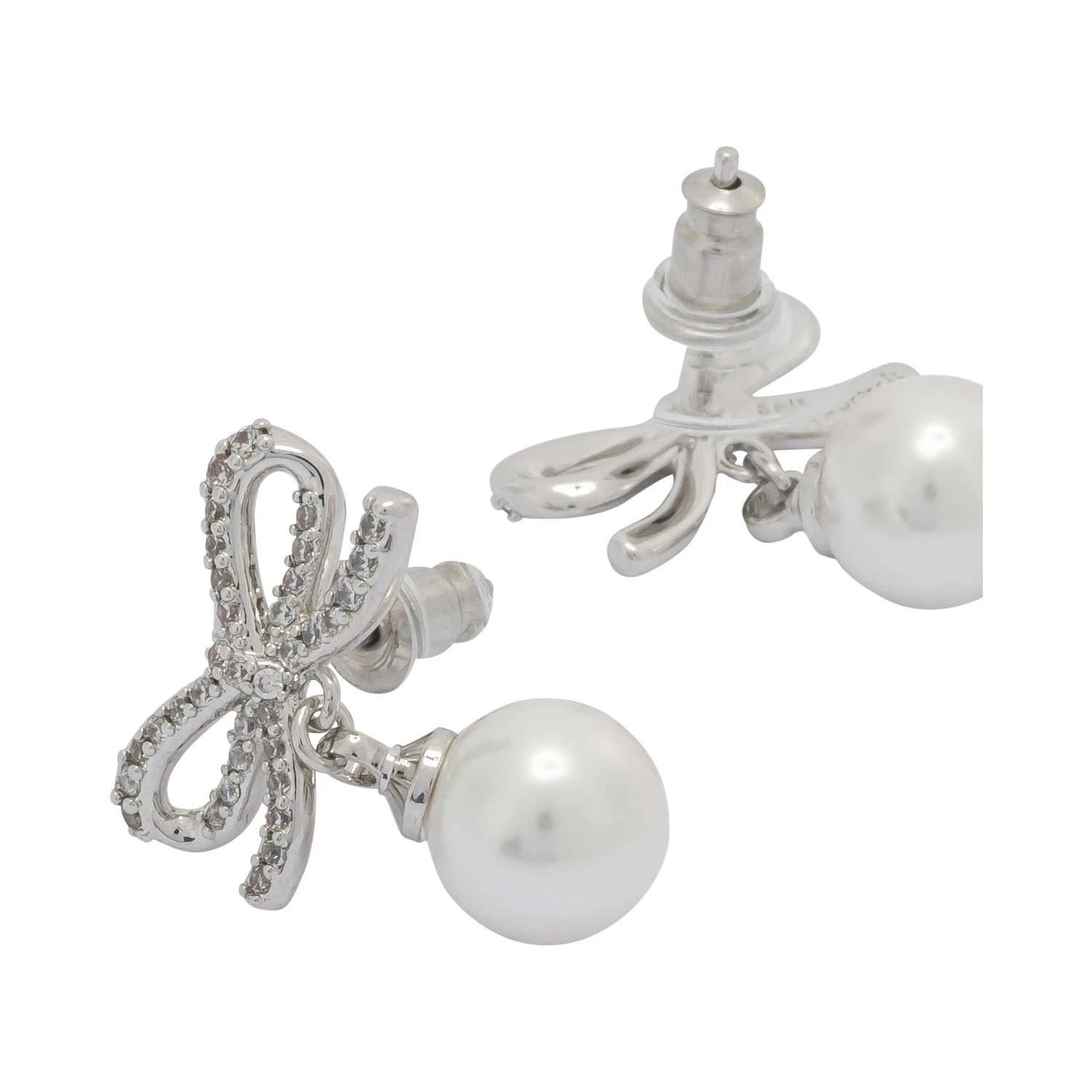 Earrings with bow and pearls
