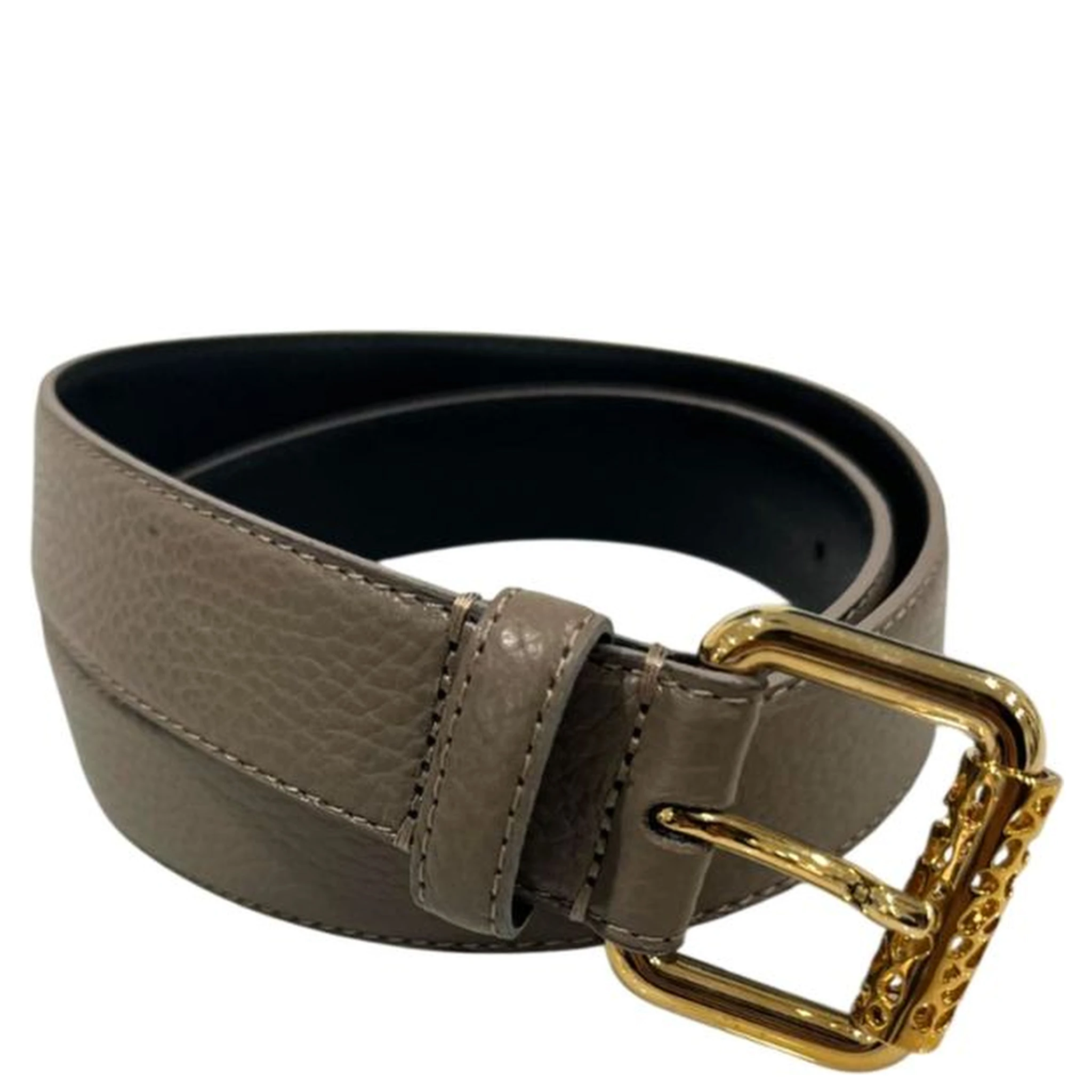 Grey Leather Women Belt