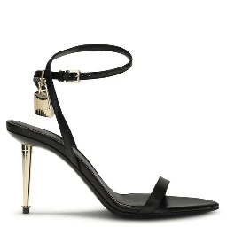 Black Goatskin Stiletto Heel Sandals