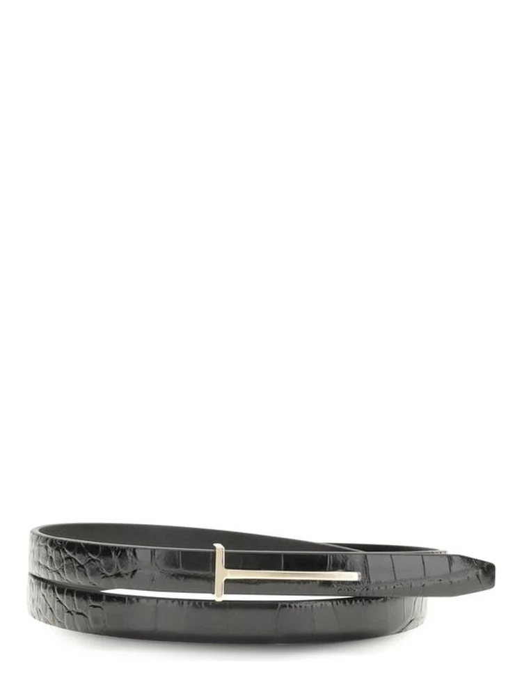 Black Leather Thin Belt