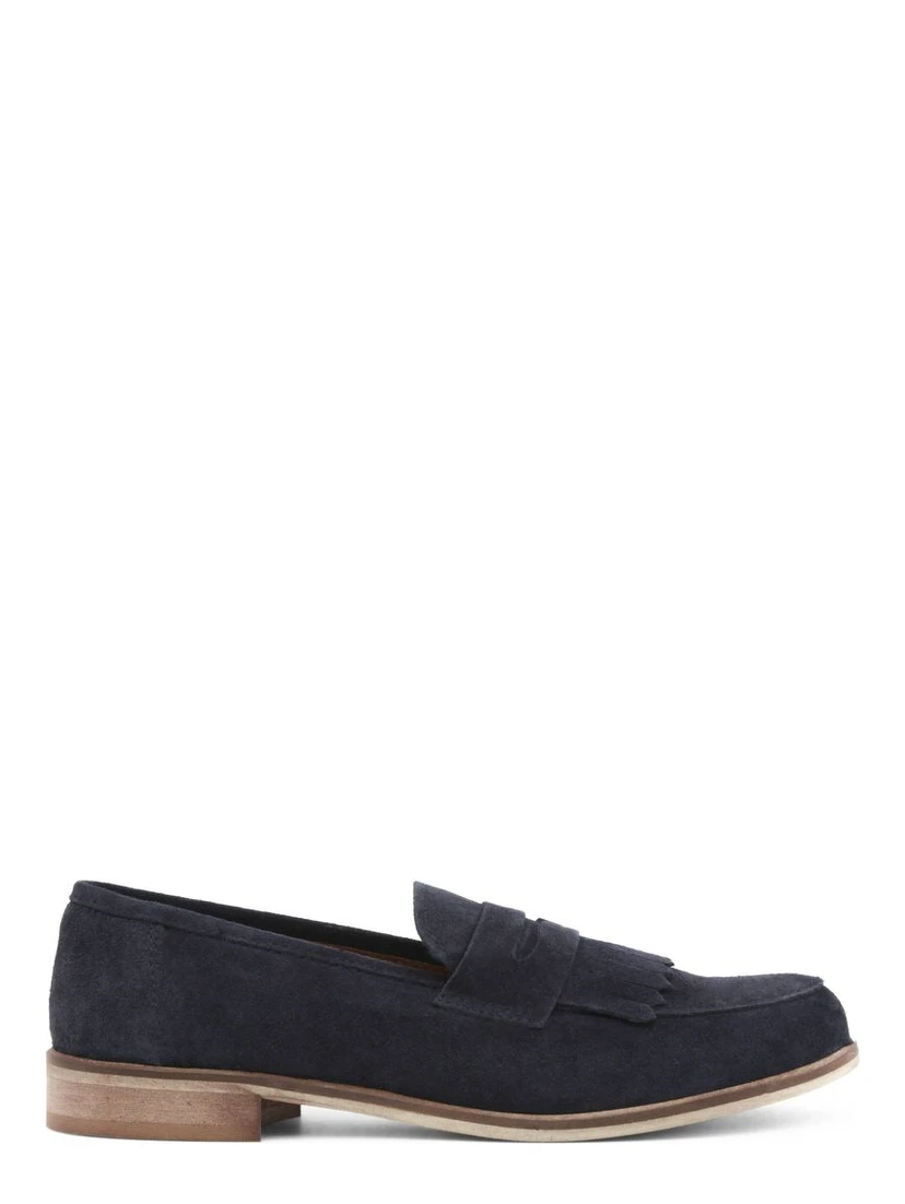 Blue Suede Leather Moccassin