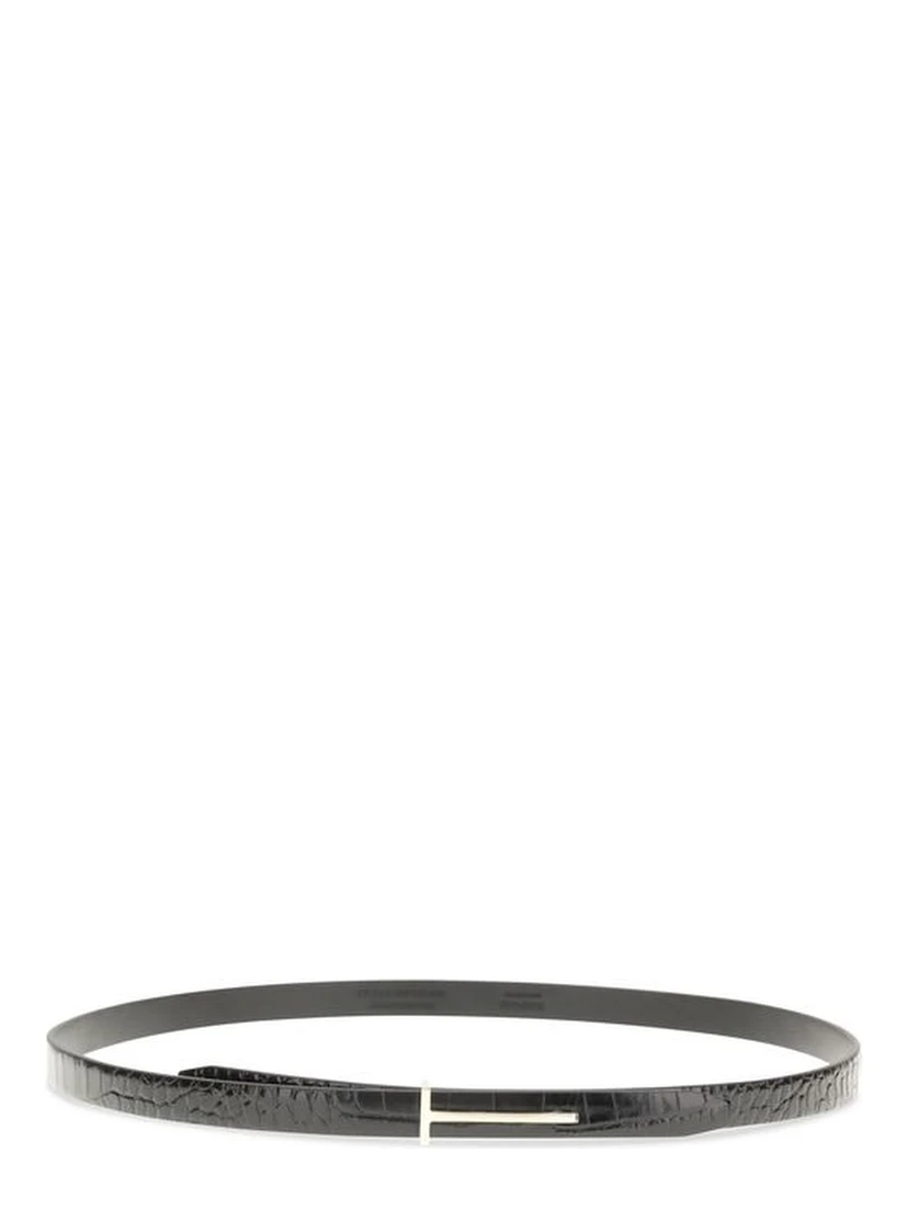 Black Leather Thin Belt