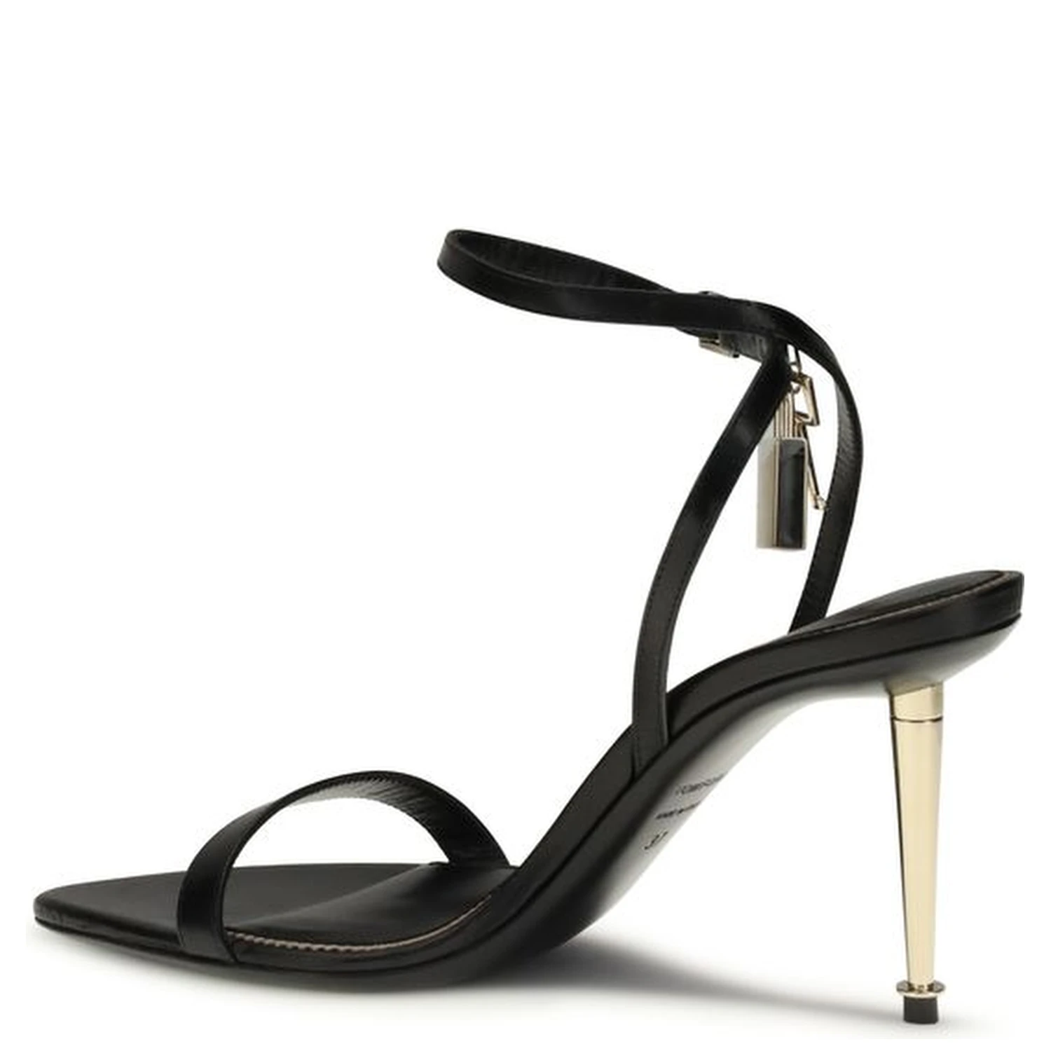 Black Goatskin Stiletto Heel Sandals