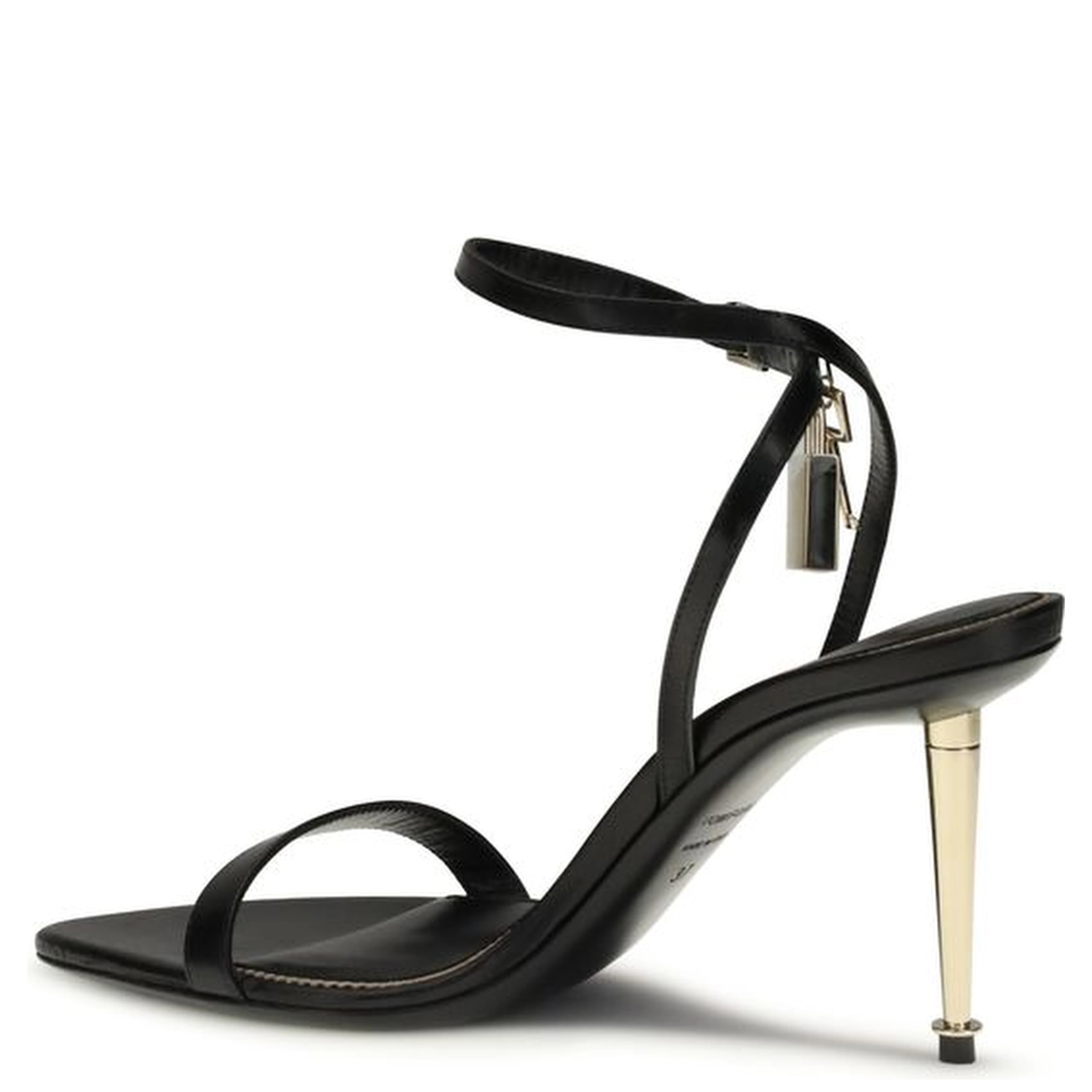 Black Goatskin Stiletto Heel Sandals