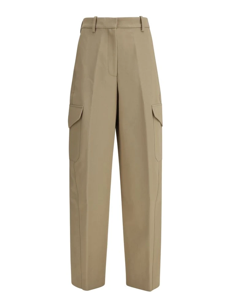 Beige Cotton Cargo Pants