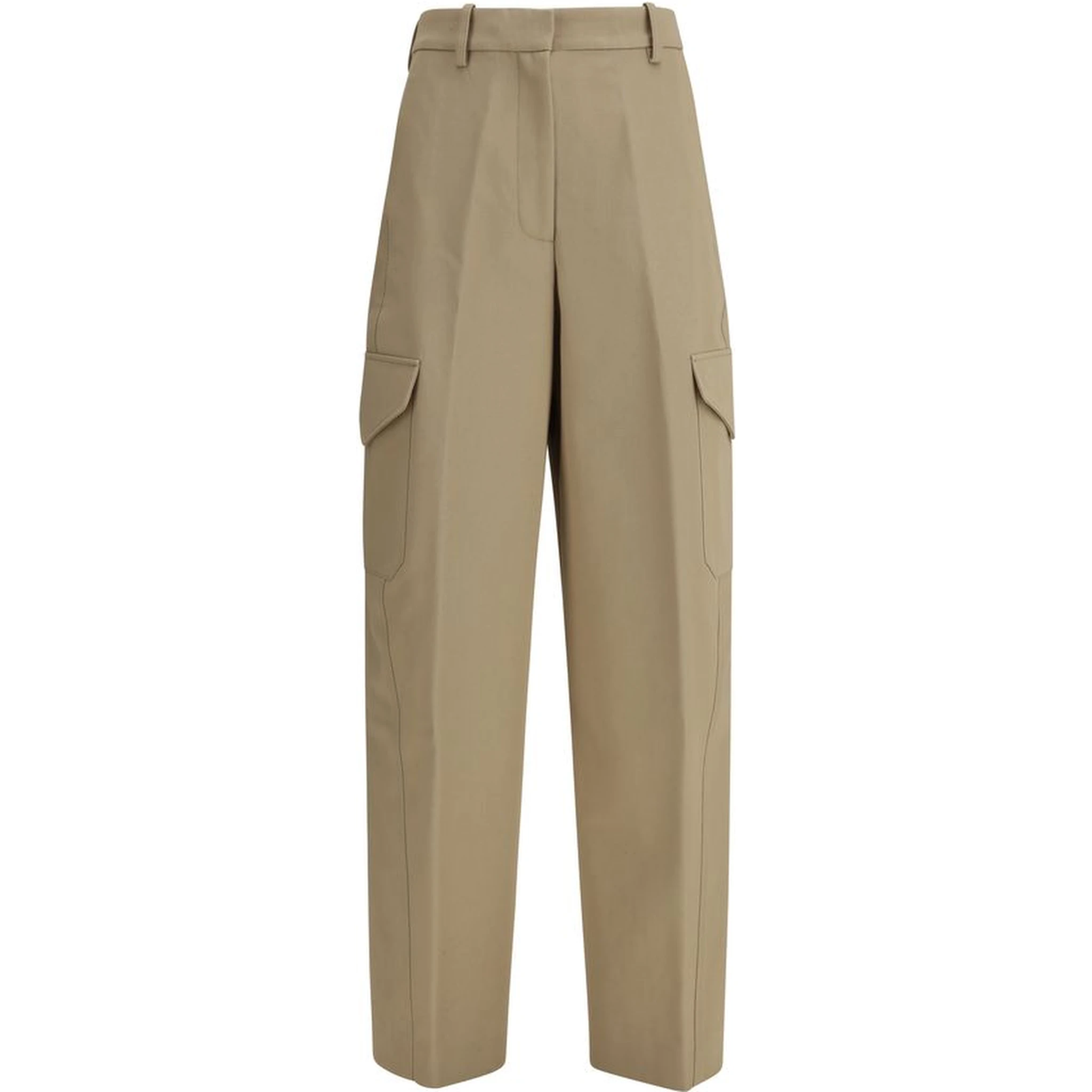 Beige Cotton Cargo Pants