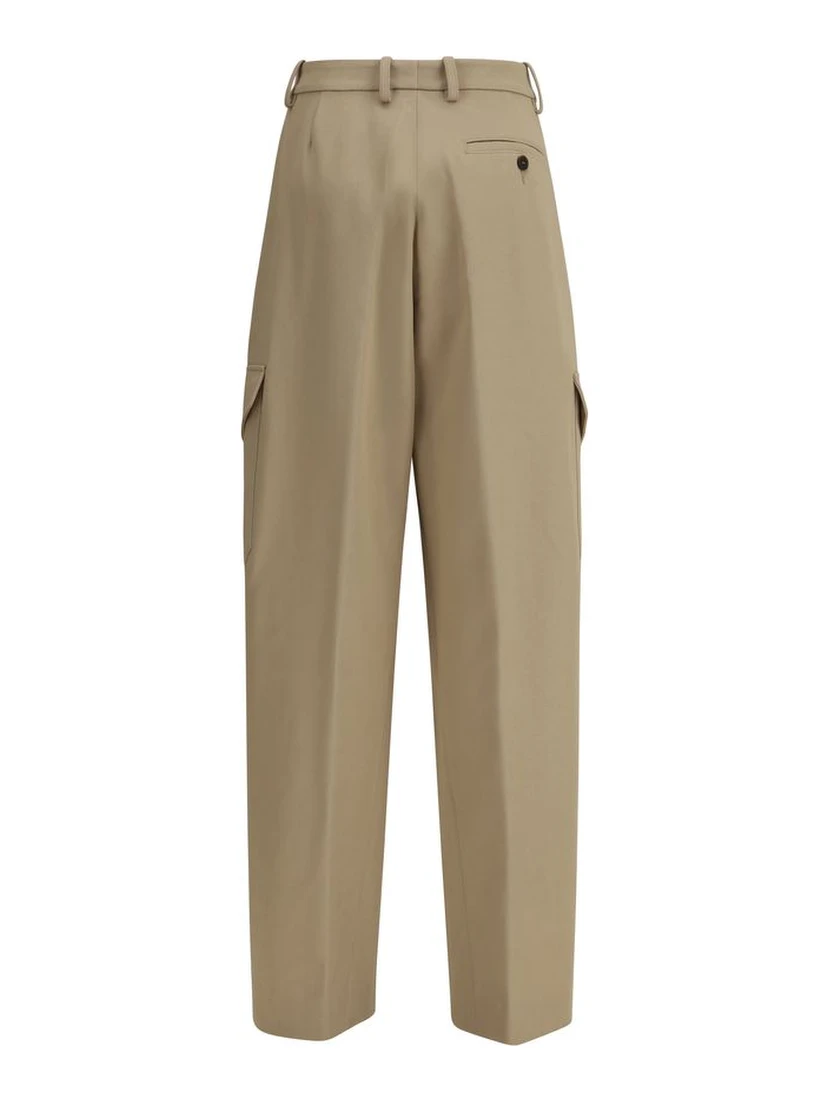Beige Cotton Cargo Pants