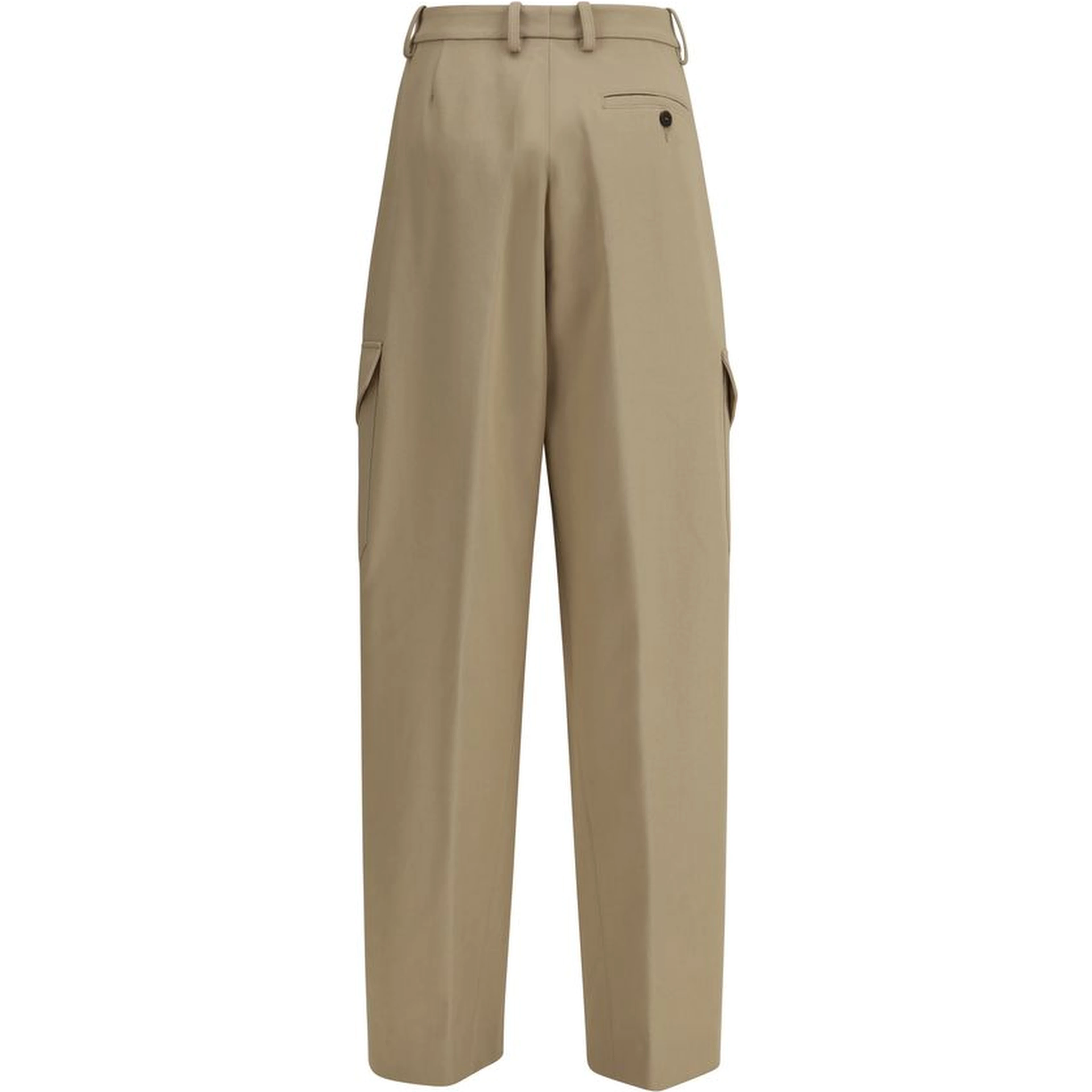 Beige Cotton Cargo Pants