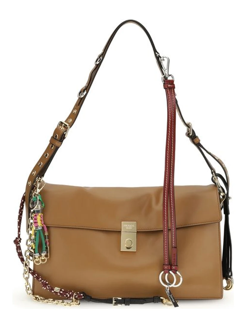 Beige Calf Leather Bos Taurus Shoulder Bag