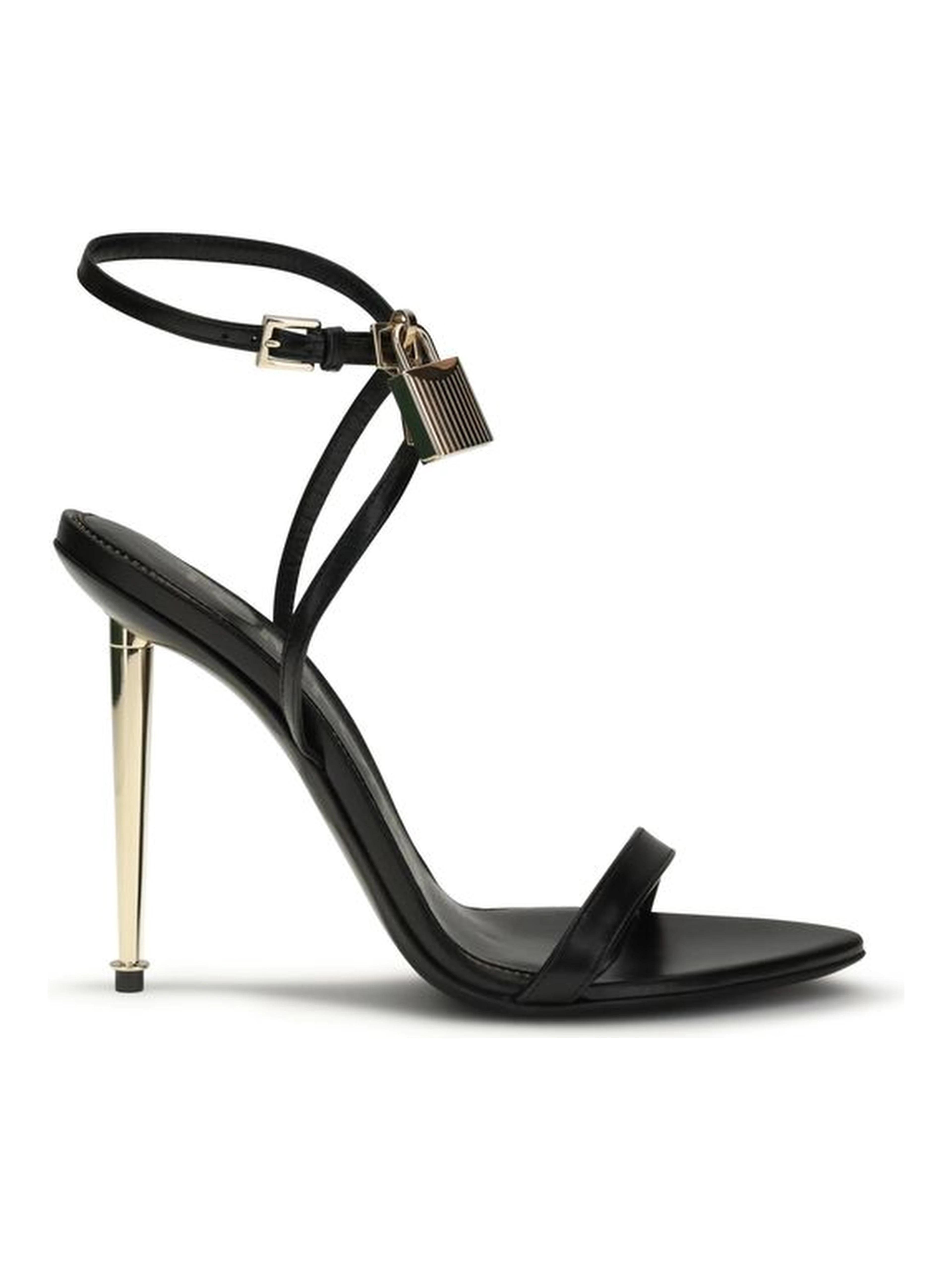 Black Goatskin Stiletto Heel Sandals