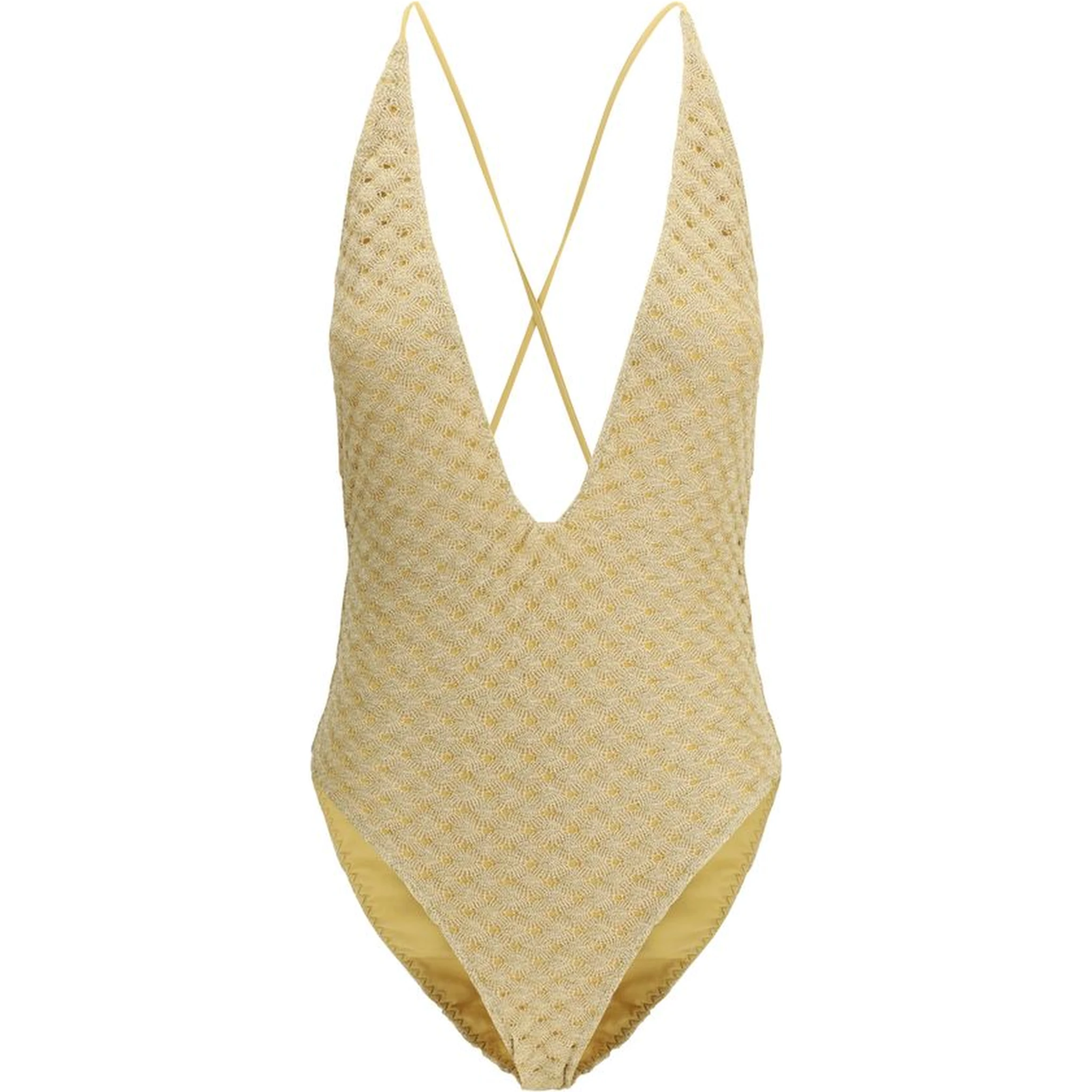 Gold Other Fibres One-Piece Swimsuit