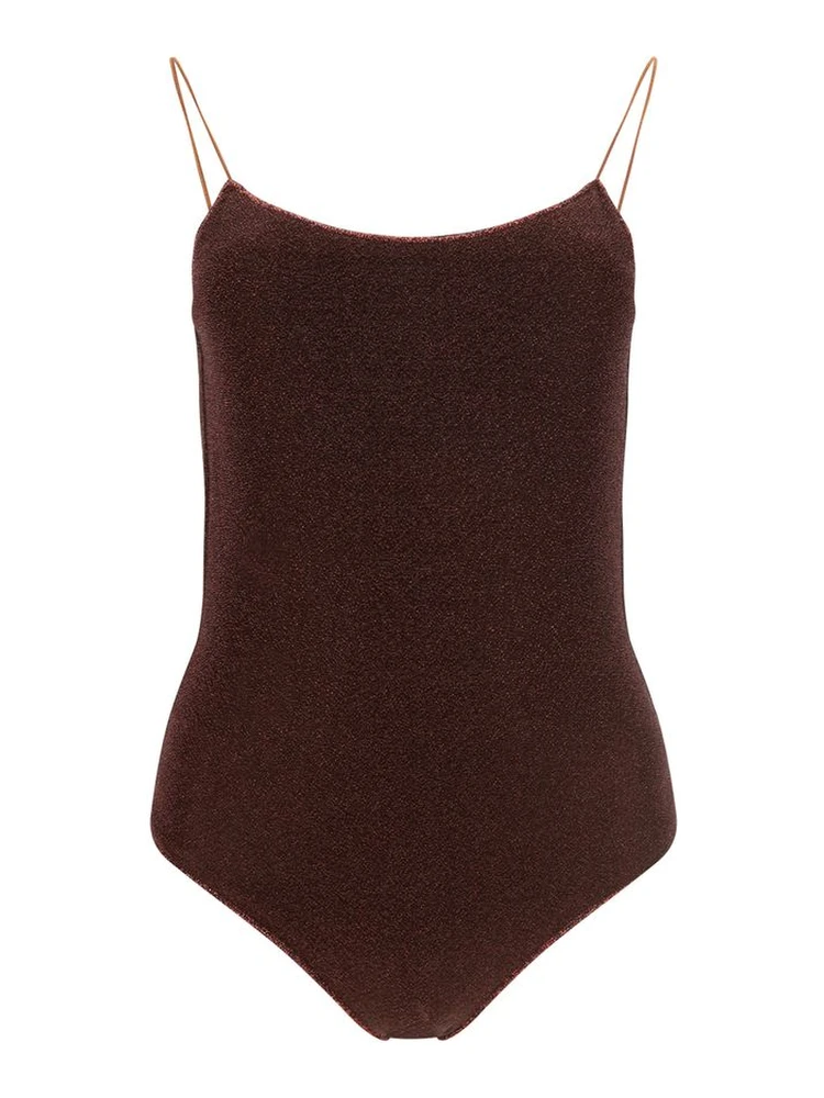 Brown Metal One-Piece Swimsuit