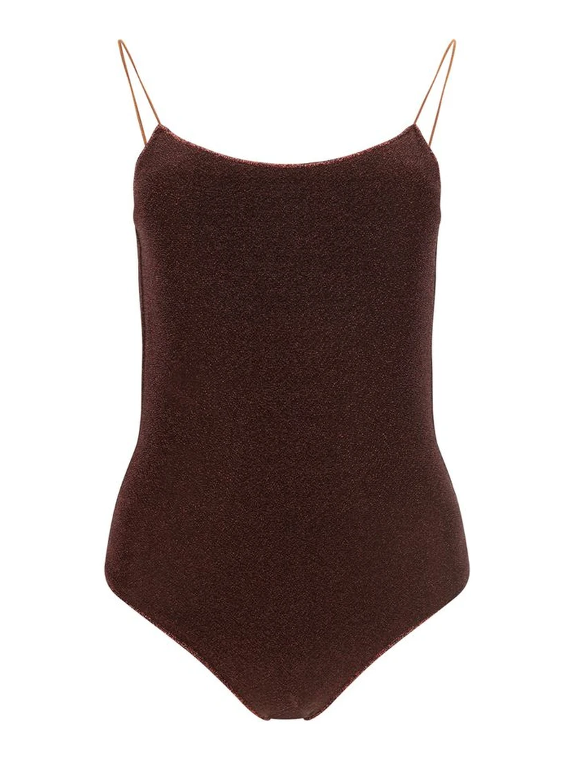 Brown Metal One-Piece Swimsuit