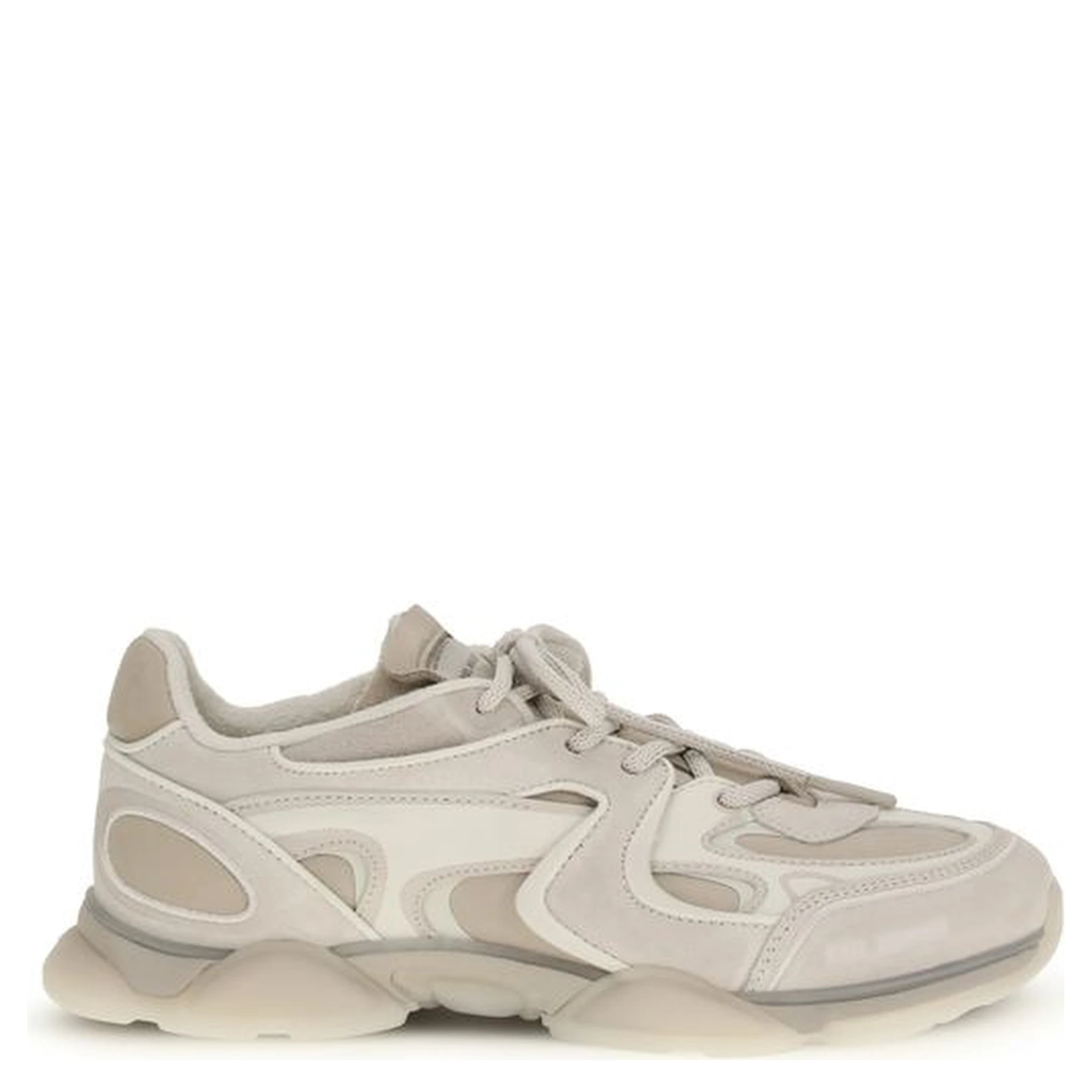White Calf Leather Bos Taurus Chunky Sneakers