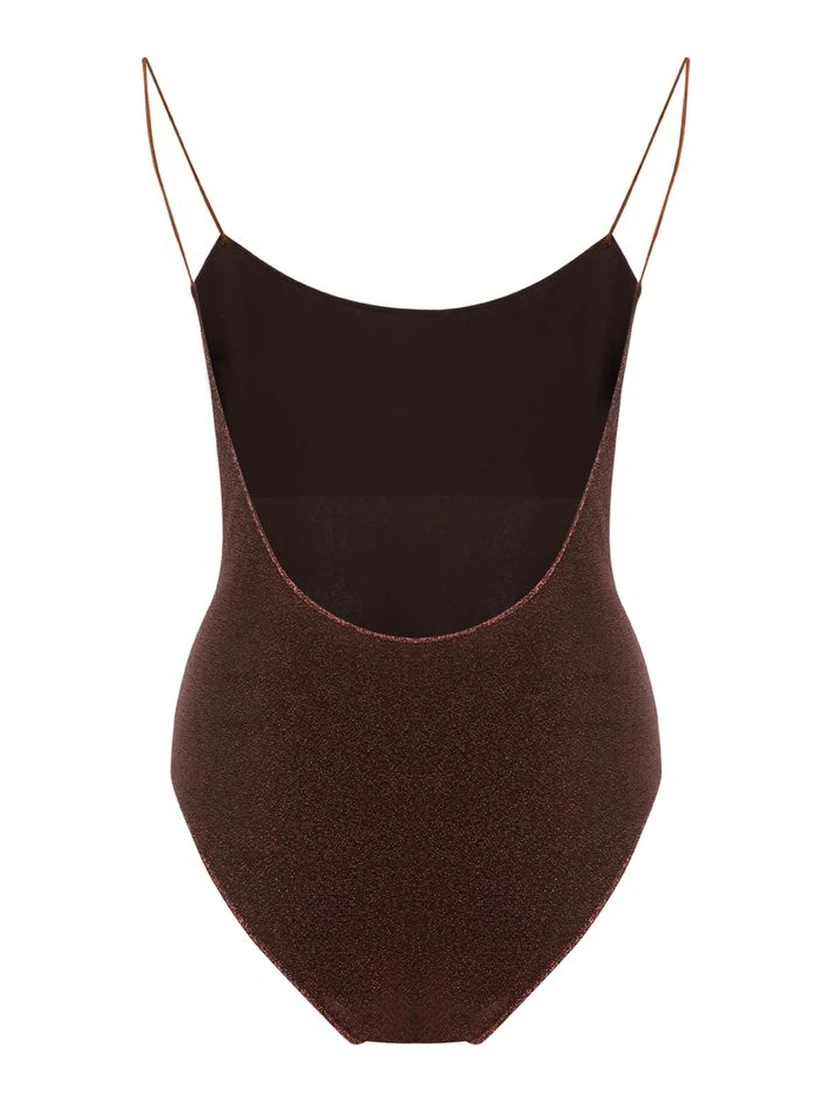 Brown Metal One-Piece Swimsuit