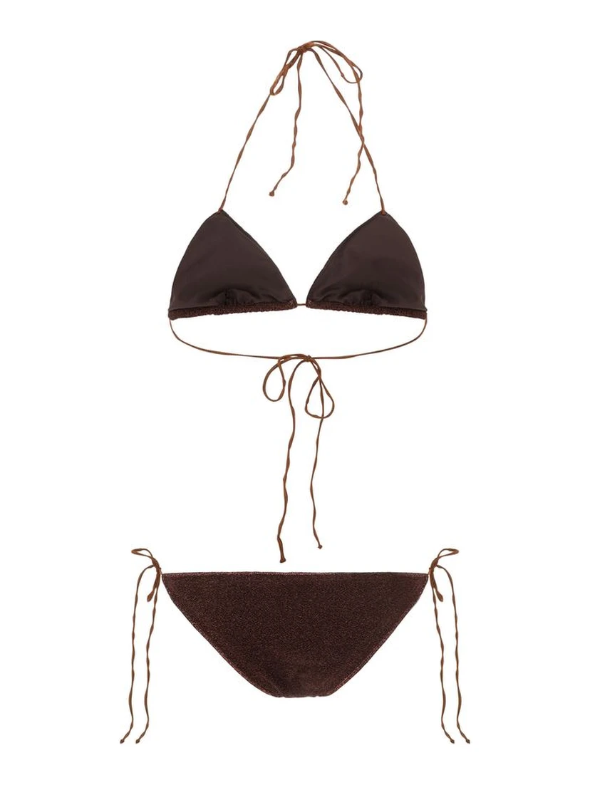 Brown Elastane Bikini