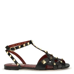 Black Goatskin Flat Sandals