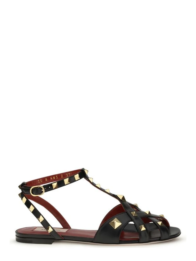 Black Goatskin Flat Sandals