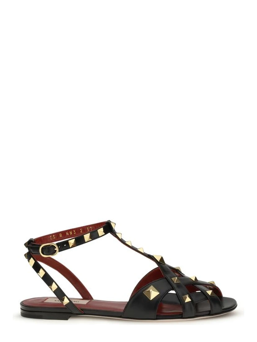 Black Goatskin Flat Sandals