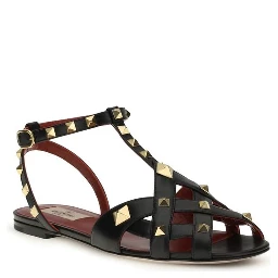 Black Goatskin Flat Sandals