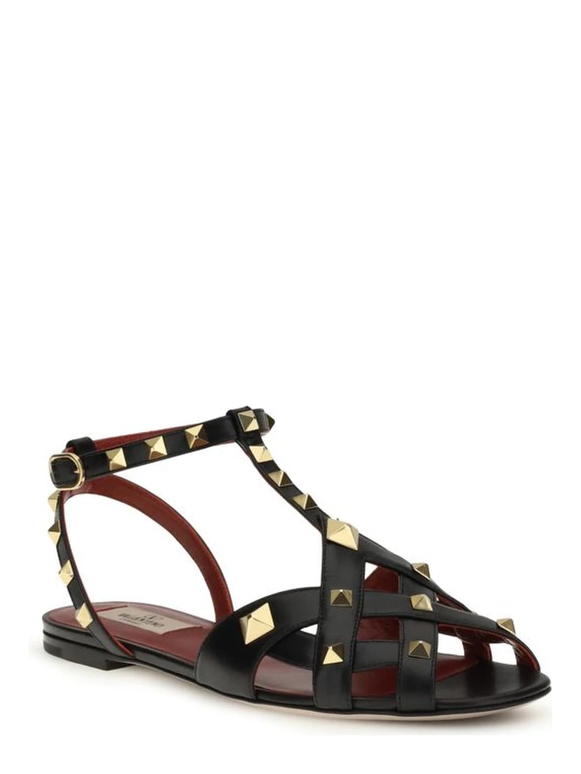 Black Goatskin Flat Sandals