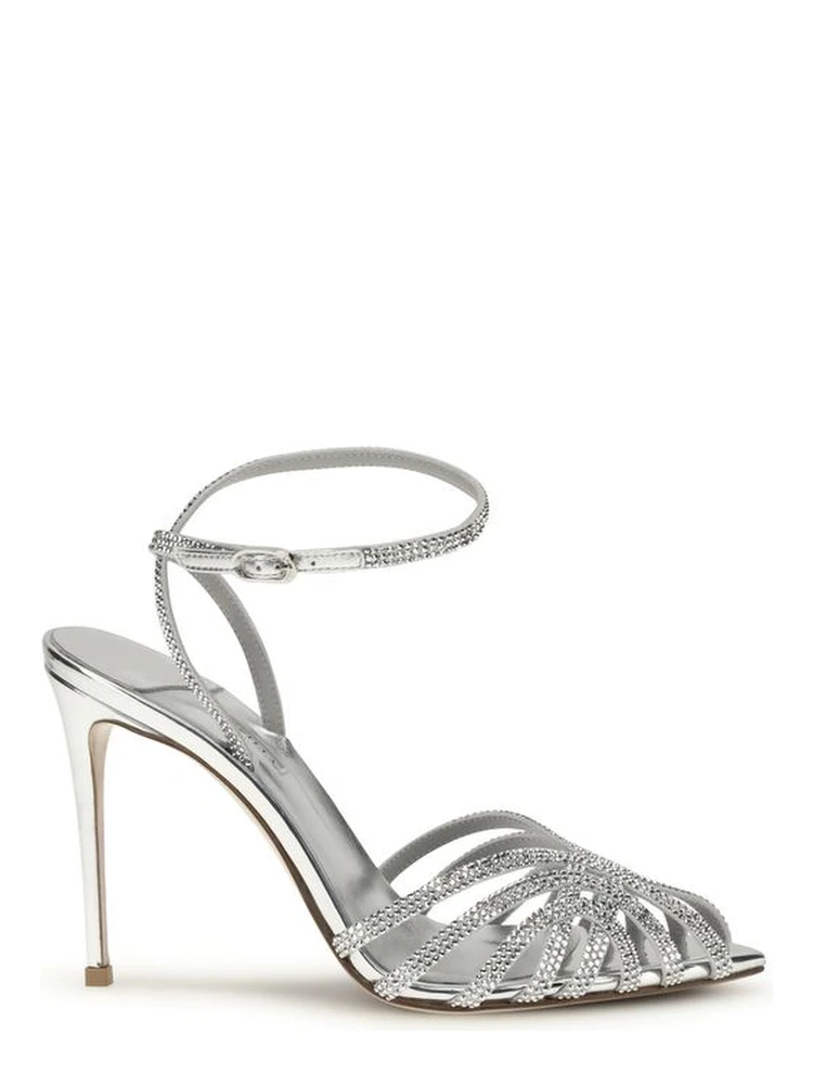Silver Calf Leather Bos Taurus Stiletto Heel Sandals