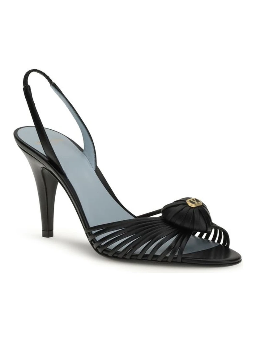 Black Calf Leather Bos Taurus Stiletto Heel Sandals
