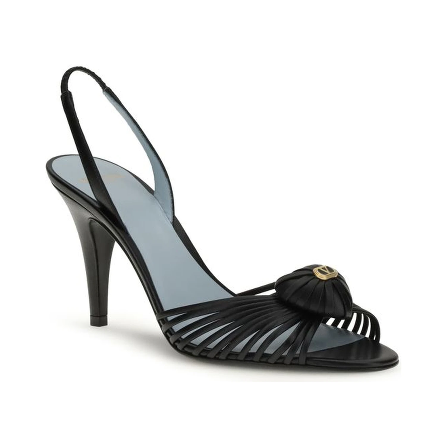 Black Calf Leather Bos Taurus Stiletto Heel Sandals