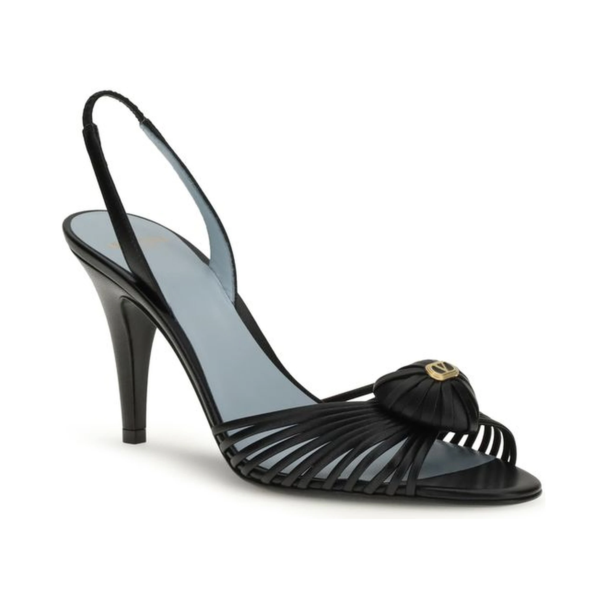 Black Calf Leather Bos Taurus Stiletto Heel Sandals