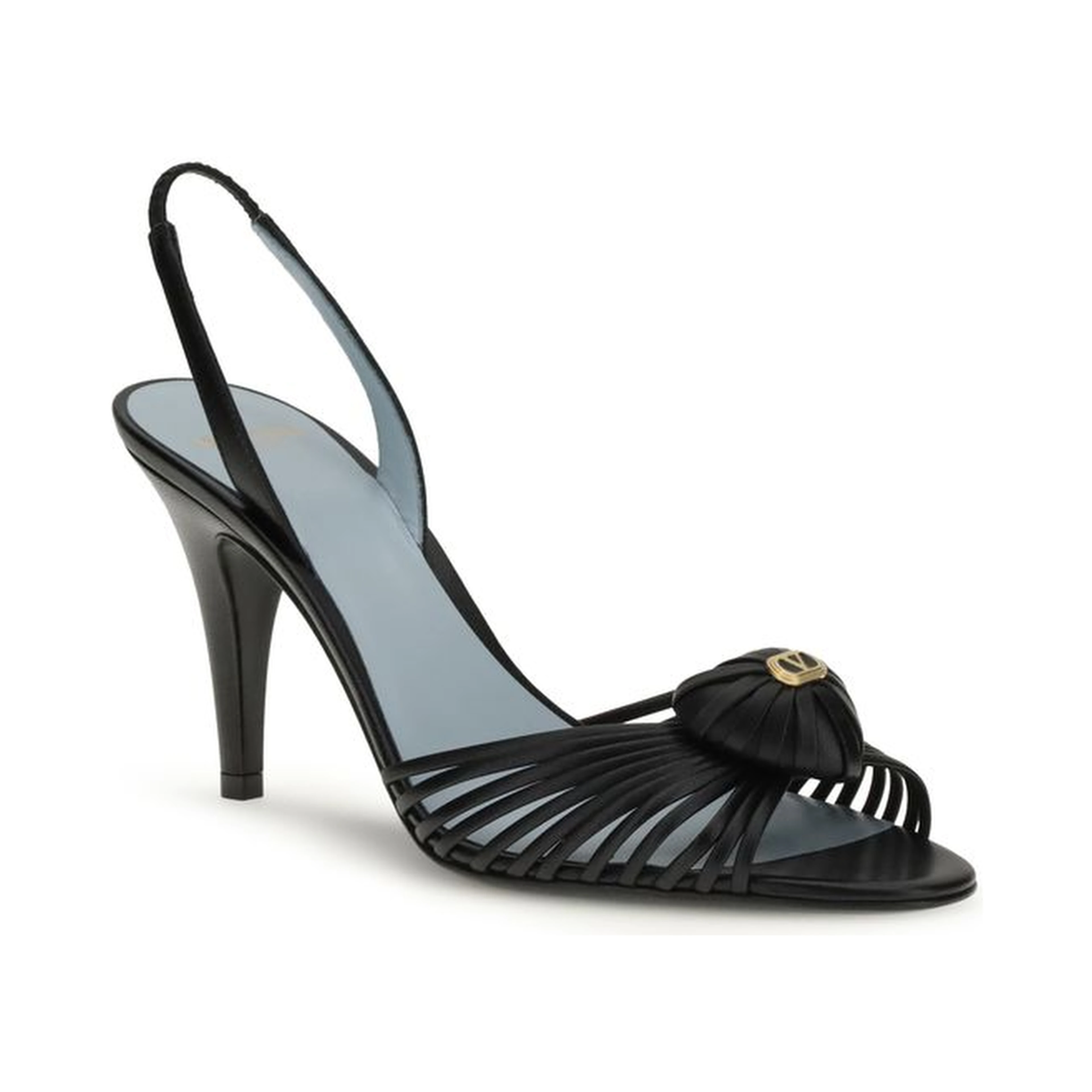 Black Calf Leather Bos Taurus Stiletto Heel Sandals