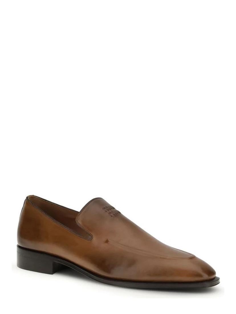 Brown Calf Leather Bos Taurus Slip-On Loafers