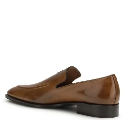 Brown Calf Leather Bos Taurus Slip-On Loafers