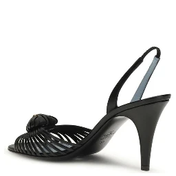 Black Calf Leather Bos Taurus Stiletto Heel Sandals